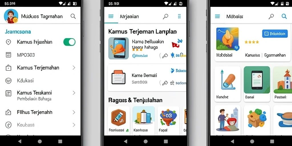 Tampilan antarmuka MPO303 yang sederhana dan fungsional untuk Kamus Terjemahan.