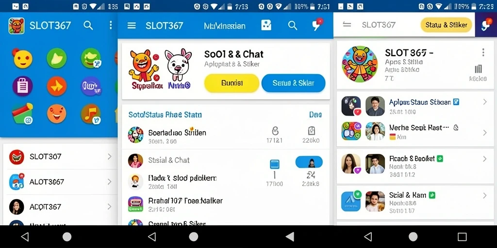 Tampilan antarmuka aplikasi SLOT367 dengan berbagai pilihan stiker.