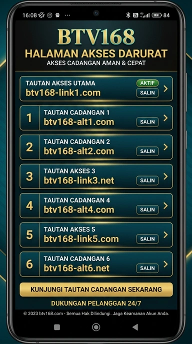 Tampilan link alternatif btv168