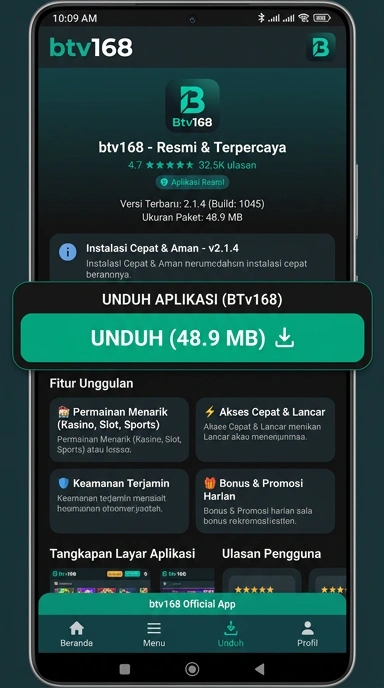 Tampilan halaman APK btv168
