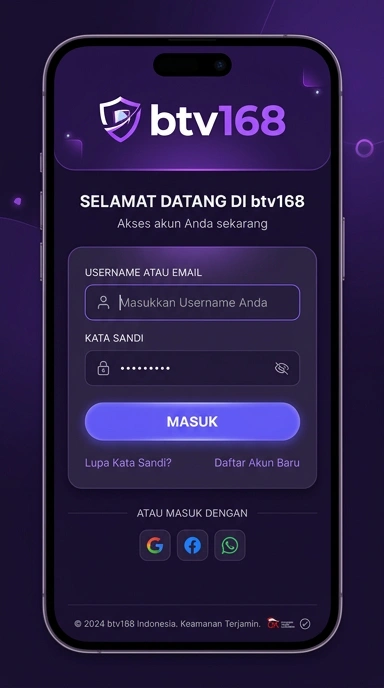 Tampilan halaman login btv168